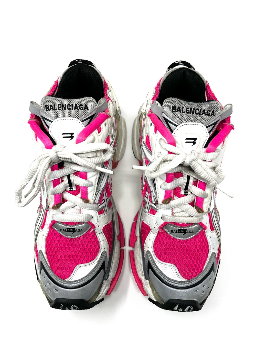 Authentic Balenciaga Womens Hot Pink White Runner Sneakers Shoes Chunky 40 10 - Picture 3 of 13